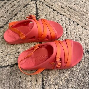 Chaco Coral and Tangerine Strappy Sandals